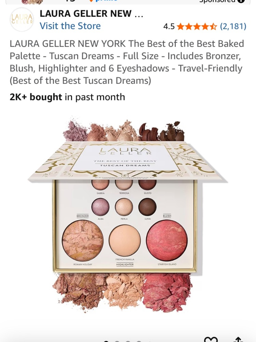Laura Geller Tuscan Dreams Baked Palette - Rose, Peach, Bronze, Gold